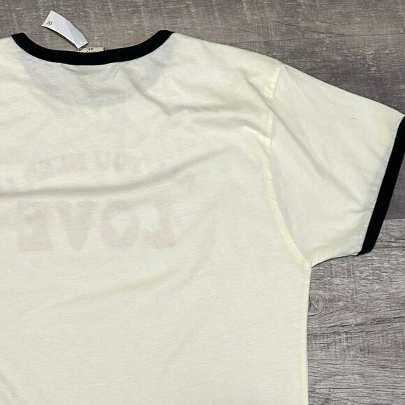 Oat Collective NEW All You Need Is Love Ringer Tee Womens XL Ivory Short Sleeve - Picture 4 of 7